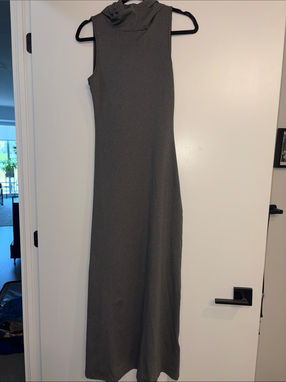 Sleeveless with Hoodie Maxi Dress in Charcoal